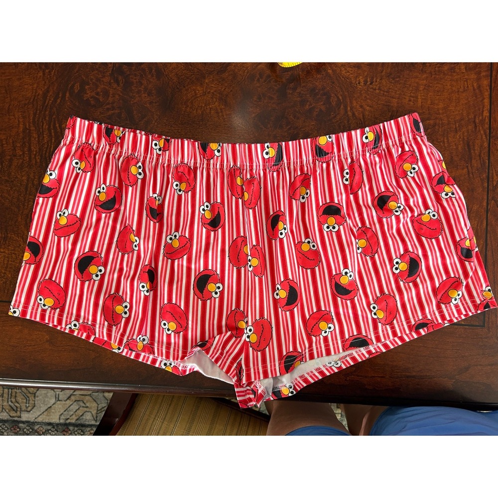 Sesame Street Elmo Pajama Shorts Womens 2XL Red White Striped Sleepwear